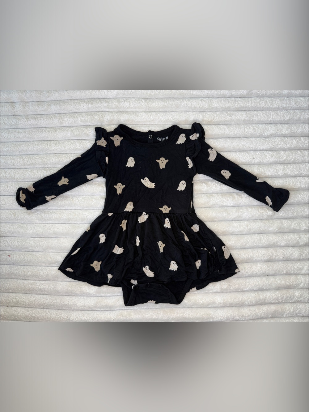 Kyte BABY Black Dress with Cream Ghost Print